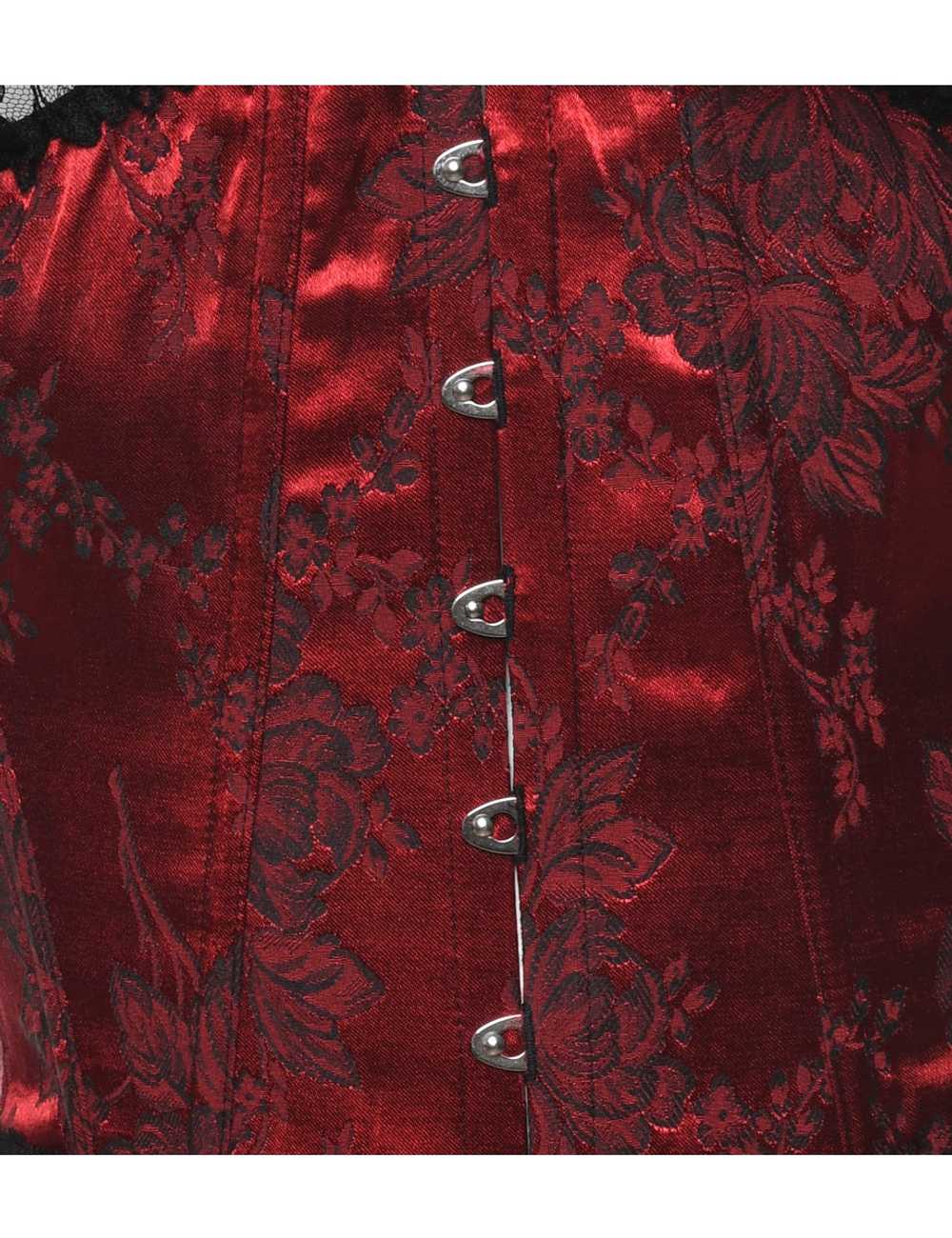 Black & Red Floral Lace Boned Corset - S - image 3