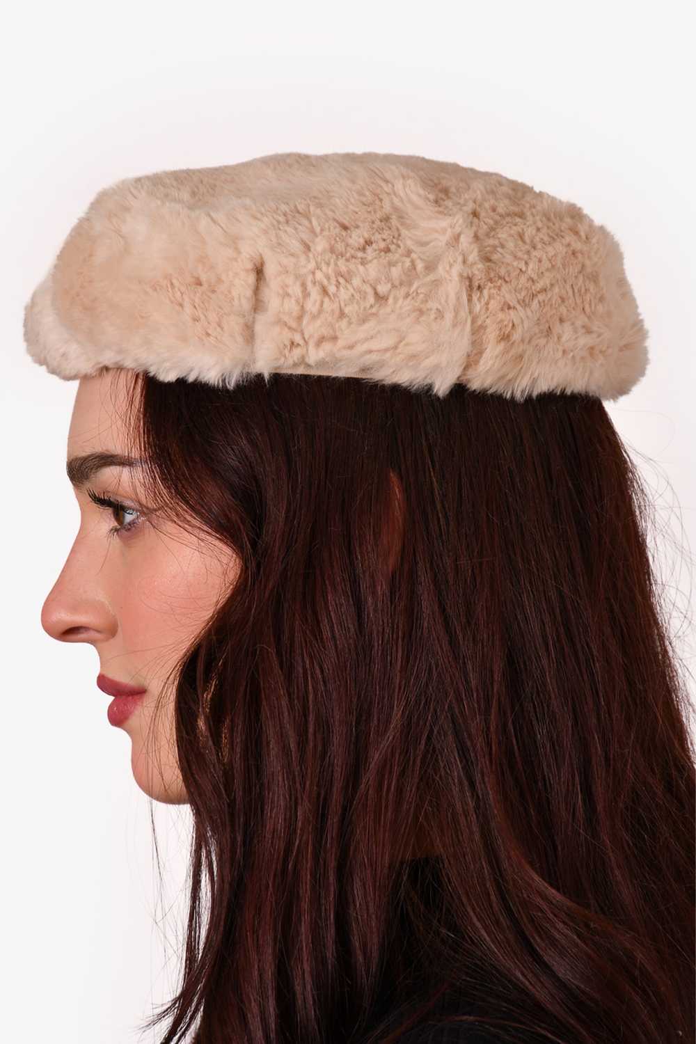 Vintage Beige Rabbit Fur Hat - image 2