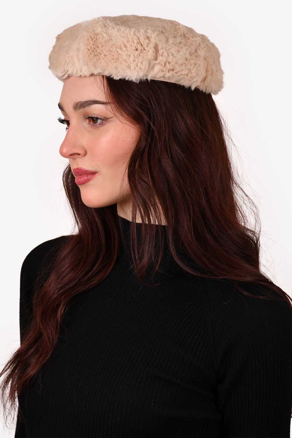 Vintage Beige Rabbit Fur Hat - image 3