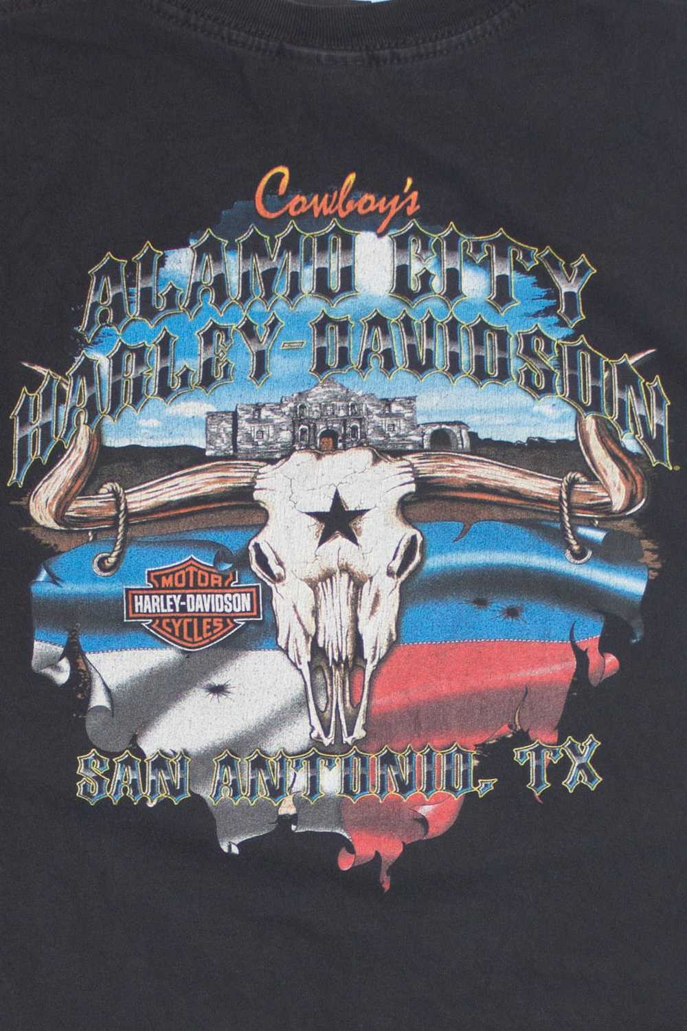 Alamo City Longhorn Skull Harley Davidson T-Shirt - image 2