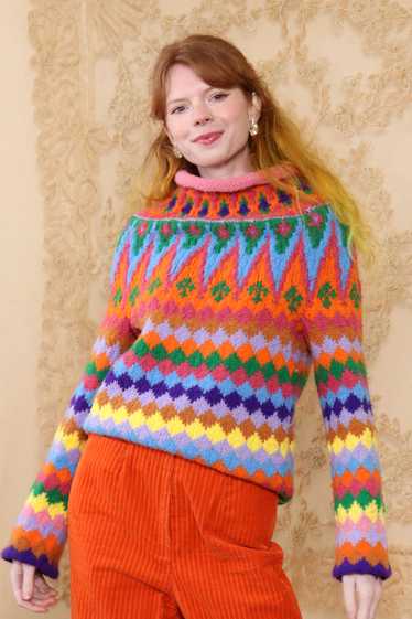 Rainbow Fair Isle Tunic Sweater XS/S