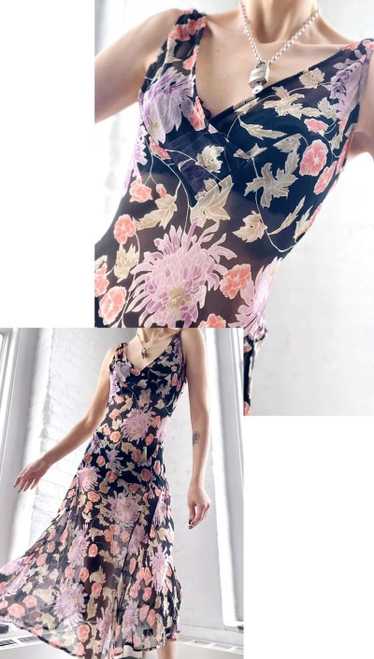 sheer 90s silk flora bias dress