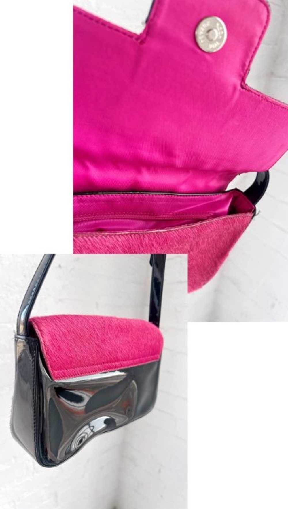 y2k pony hair & patent baguette purse - image 1