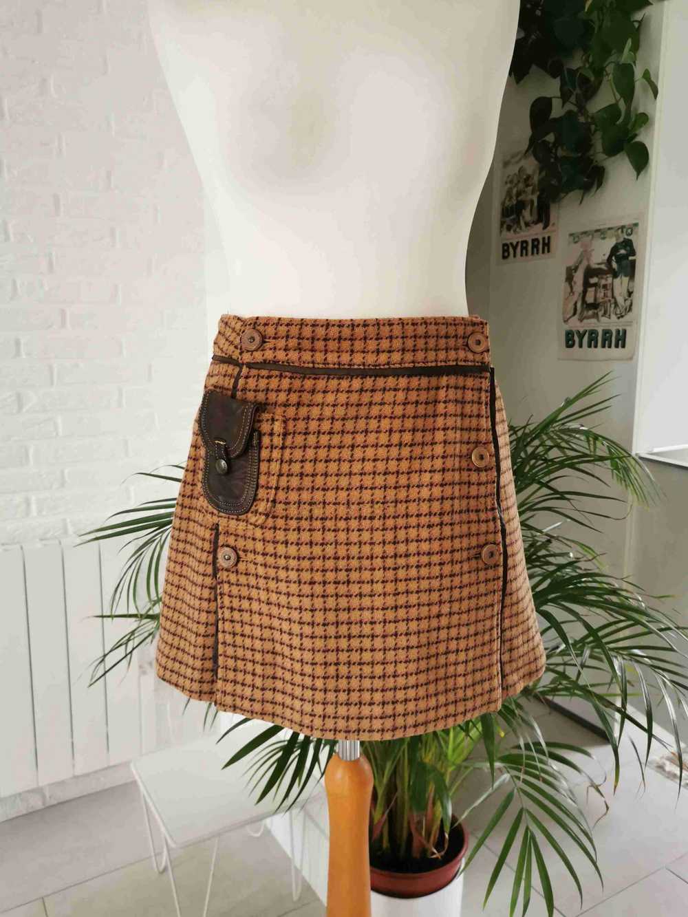 Wool mini skirt - Checked and wool mini skirt Mad… - image 2