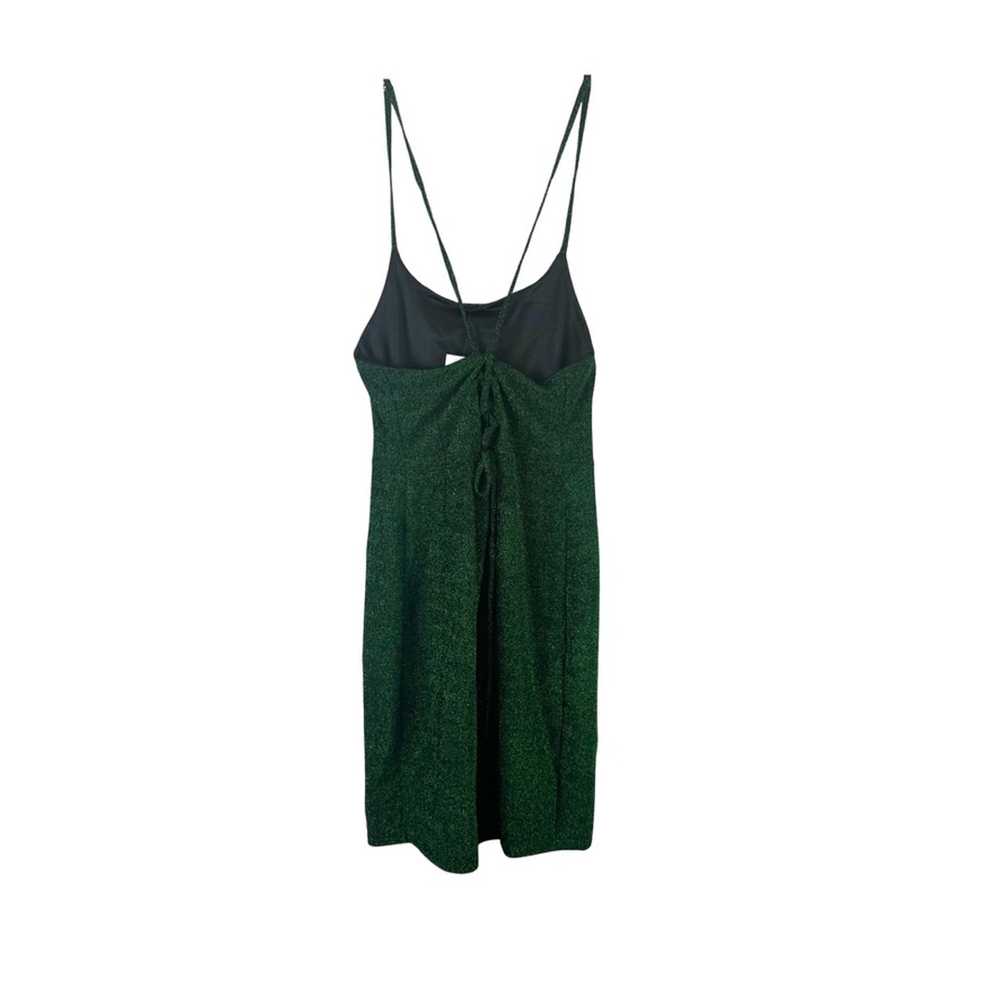 Vintage Lurex Knit Lace Up Back Mini Dress - image 2