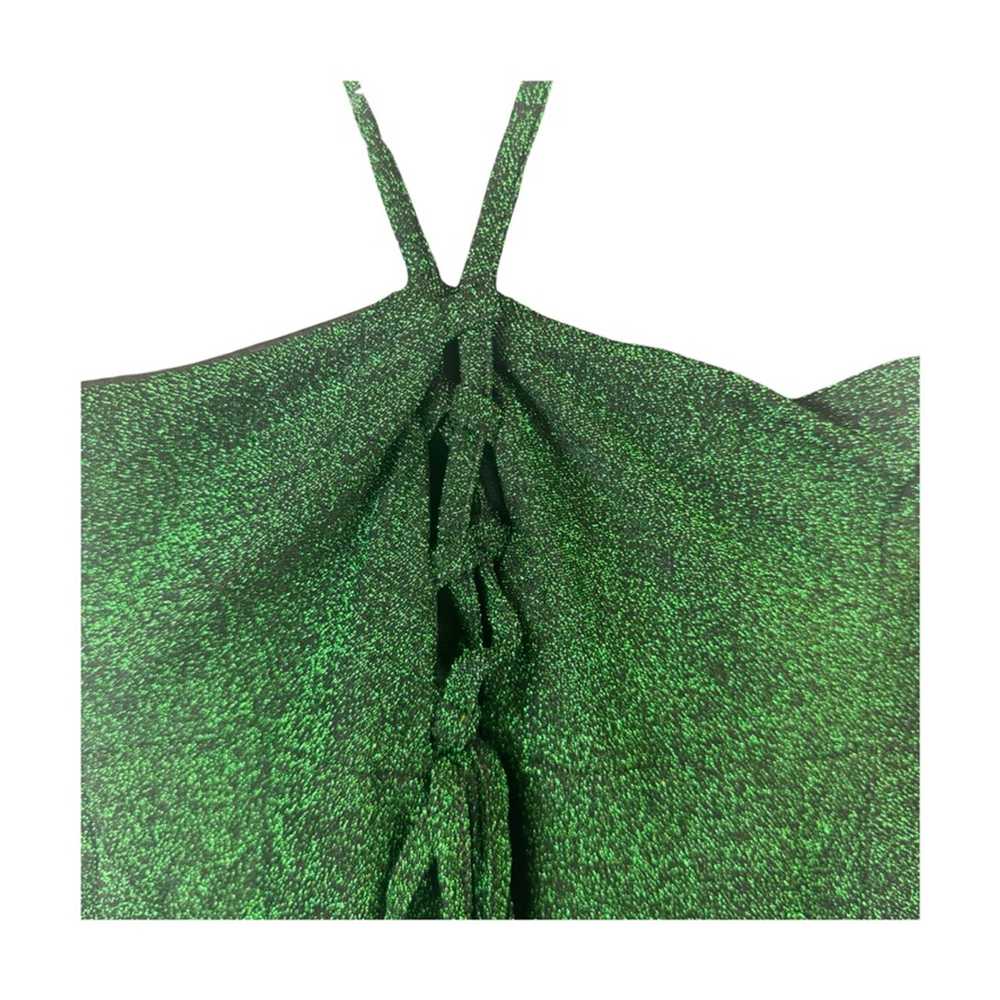 Vintage Lurex Knit Lace Up Back Mini Dress - image 3