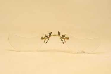 Antique Gold Hard Bridge Pince Nez Eyeglasses - image 1