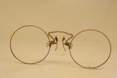 Antique Gold Hard Bridge Pince Nez Eyeglasses