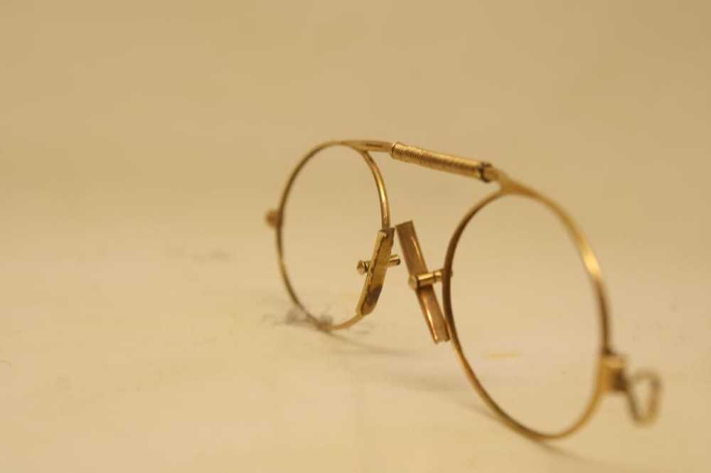 Antique Gold Astig Pince Nez Eyeglasses - image 2