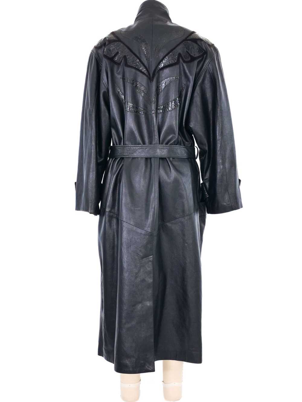 1980s Leather Applique Trench Coat - image 5