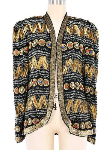 1980s Sequin Embellished Silk Jacket