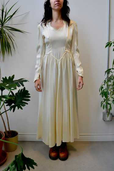 30s/40s Cream Satin Wedding Dress