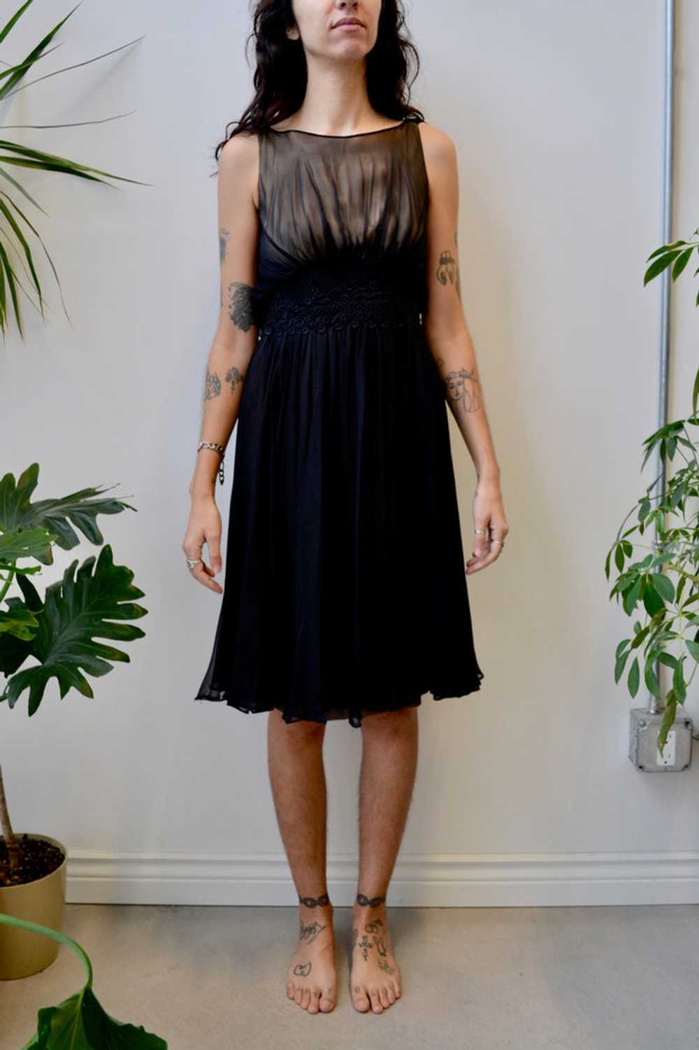 Drapey Black Chiffon Dress - image 1