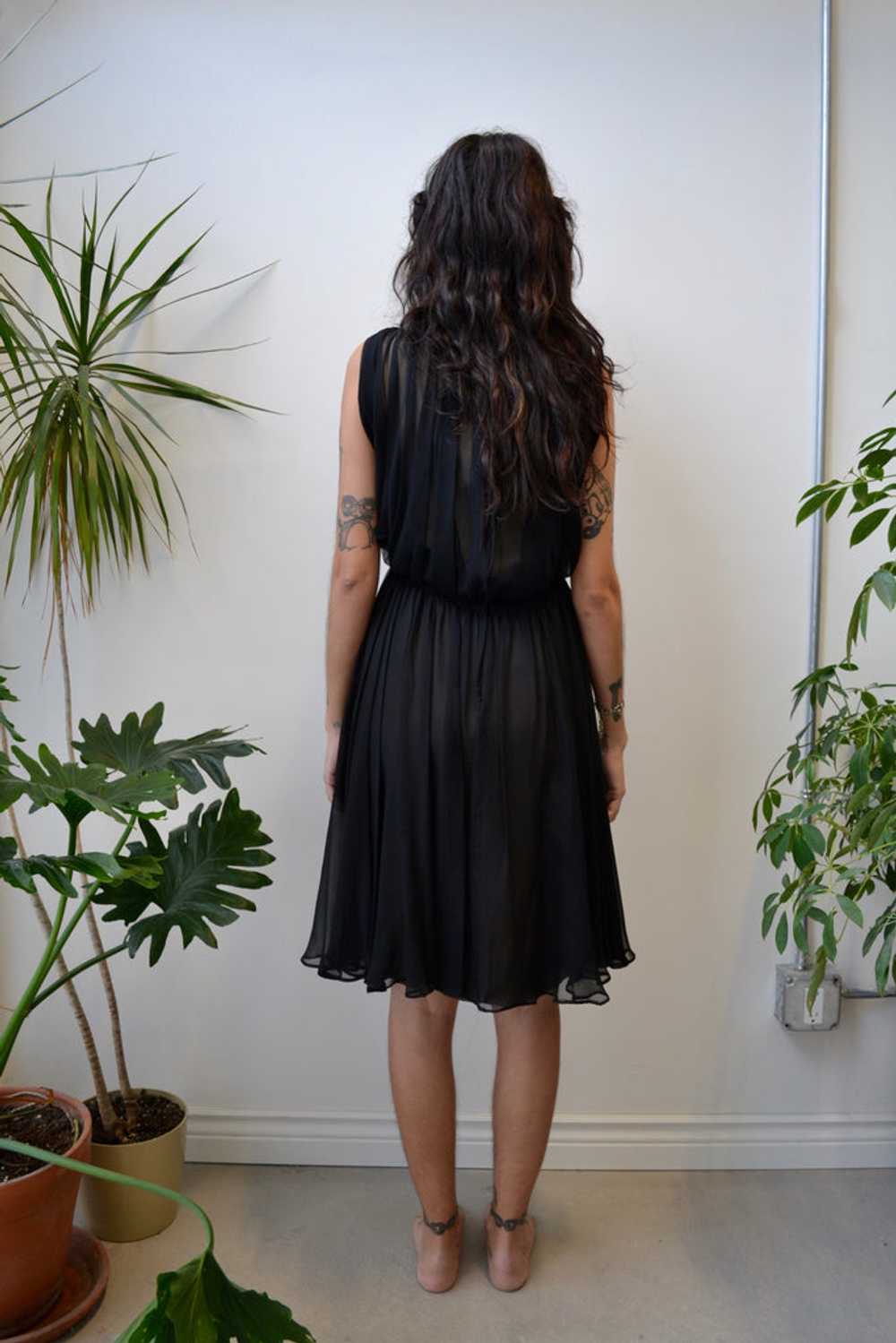 Drapey Black Chiffon Dress - image 3