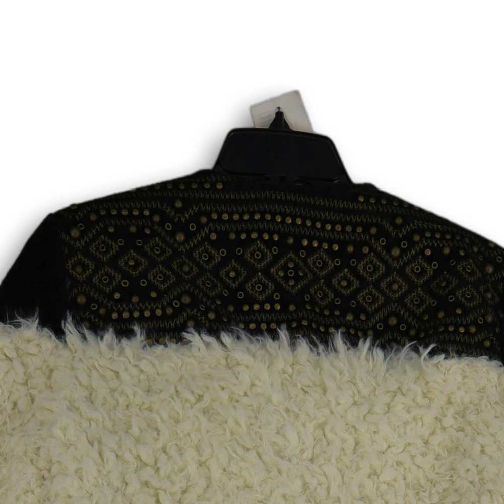 Womens White Black Faux Fur Embellished Long Slee… - image 4