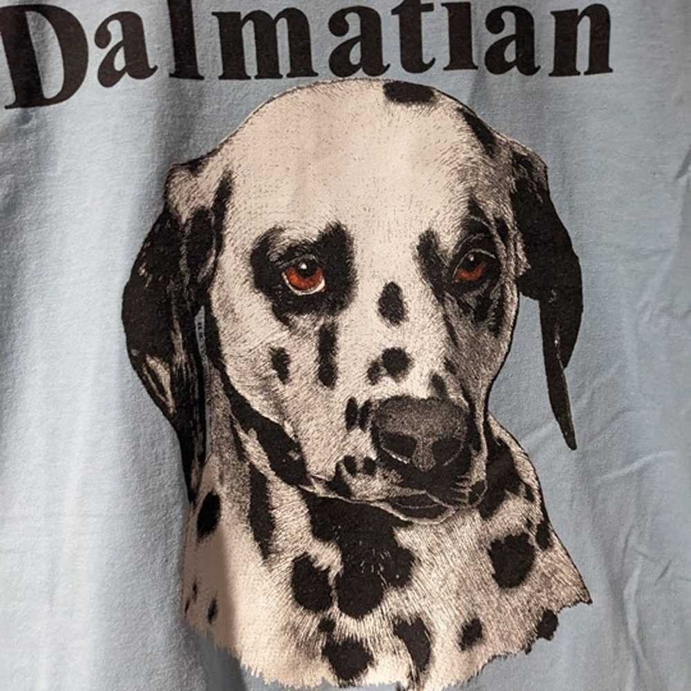 Vintage 80s Dalmatian Dog Animal Nature Blue Medi… - image 2