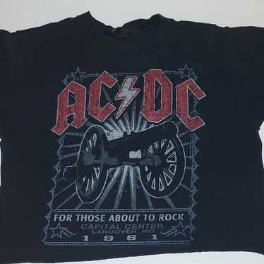 Vtg Liquid Blue AC/DC Tee Shirt L Distressed and … - image 1