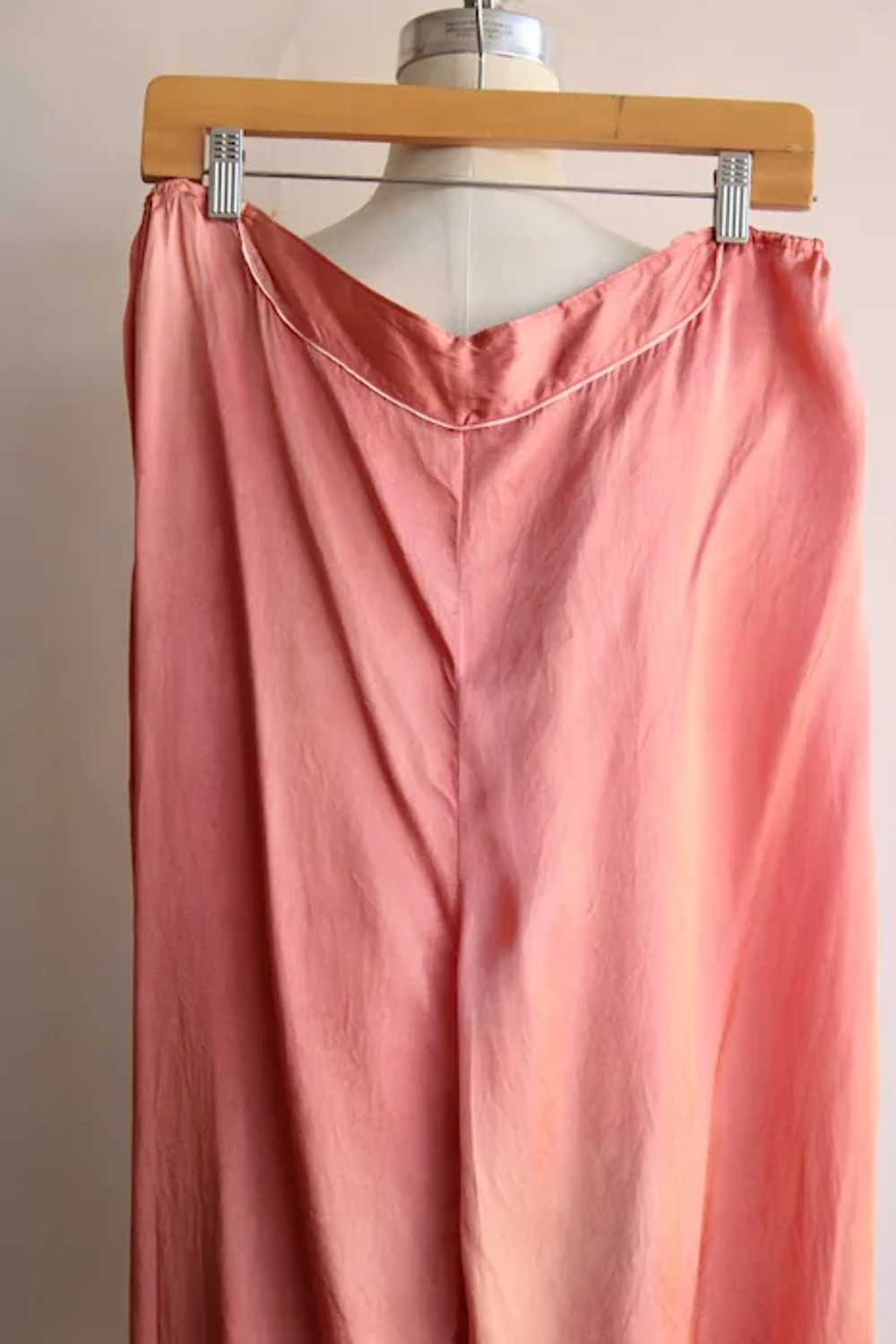 Vintage 1940s Pajama Pants, Pink Satin Wide Legge… - image 12