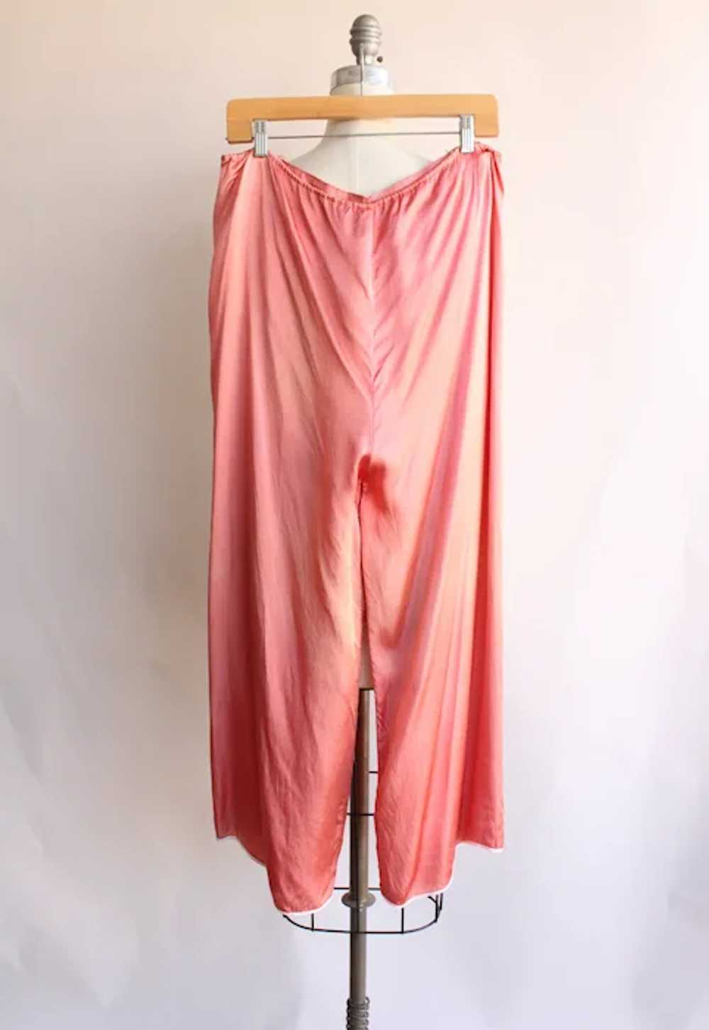 Vintage 1940s Pajama Pants, Pink Satin Wide Legge… - image 6