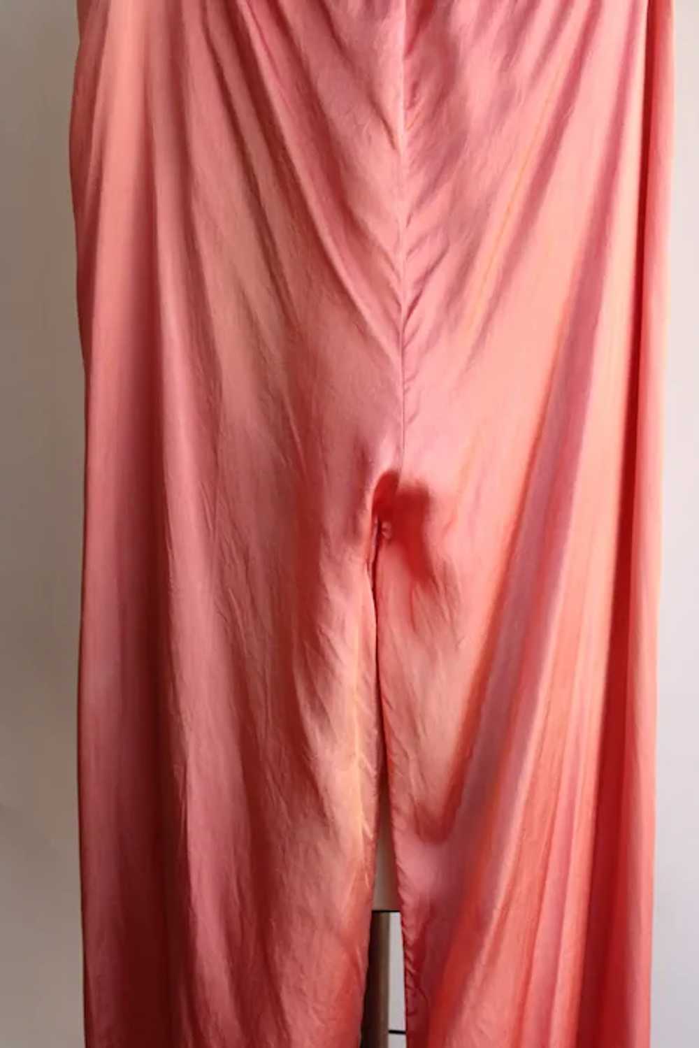 Vintage 1940s Pajama Pants, Pink Satin Wide Legge… - image 7