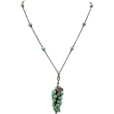 Antique Art Deco Mottled Glass Grape Necklace (A37