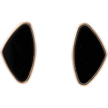 Triangular Onyx Stud Earrings 14K Yellow Gold 0.85