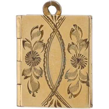 Gold Filled Art Deco Flower Blossom Book Locket P… - image 1