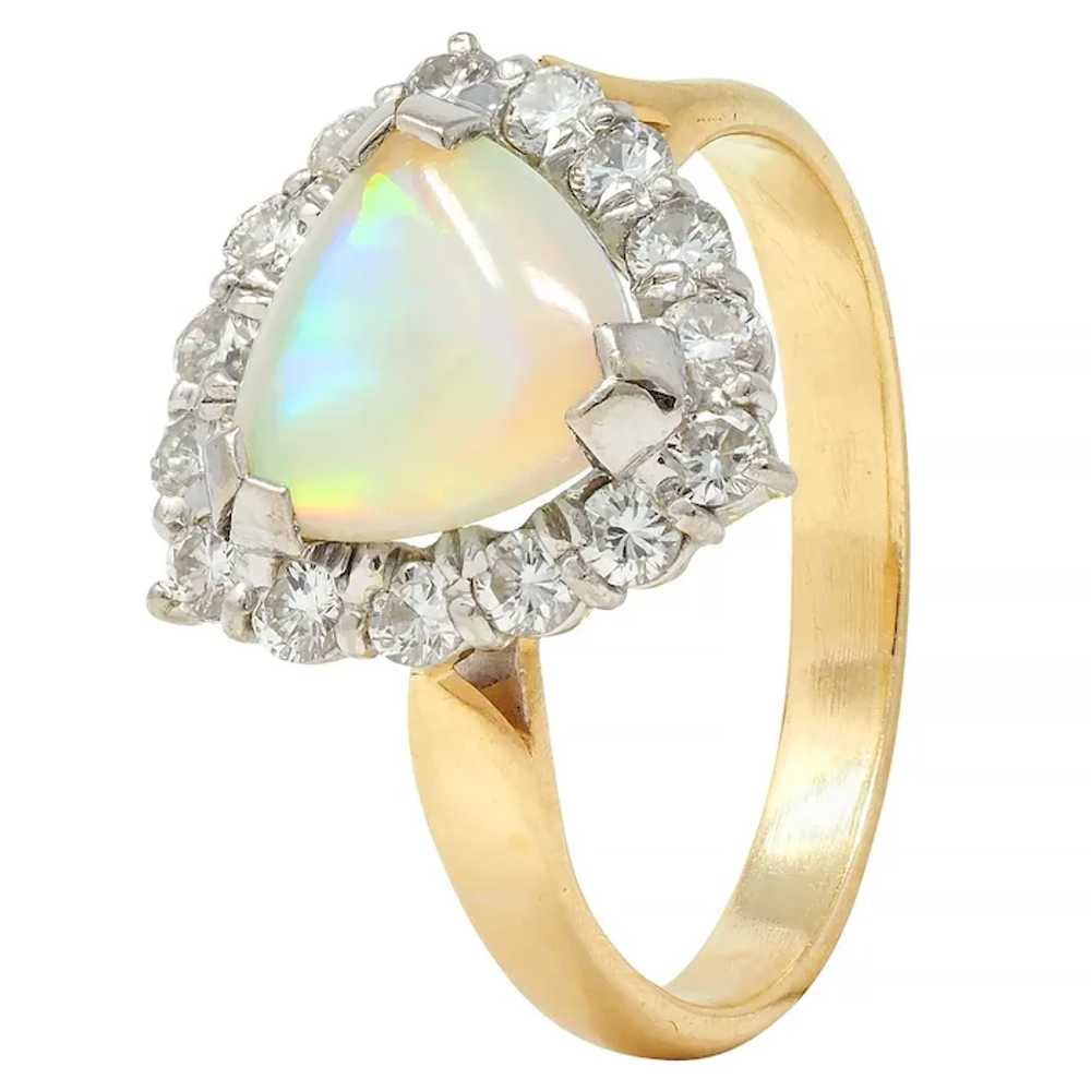 1980s Opal Diamond 18 Karat Yellow White Gold Tri… - image 10