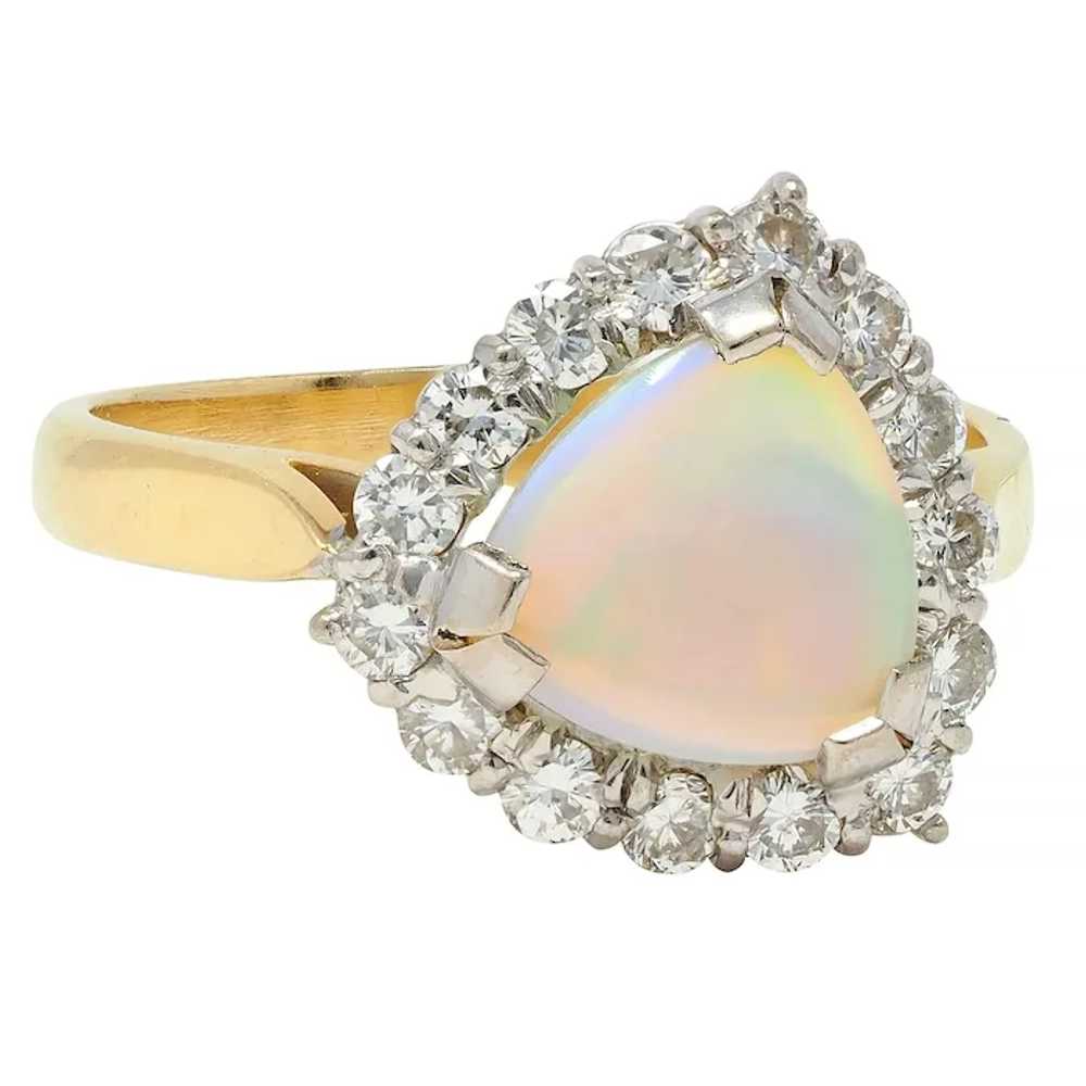 1980s Opal Diamond 18 Karat Yellow White Gold Tri… - image 2