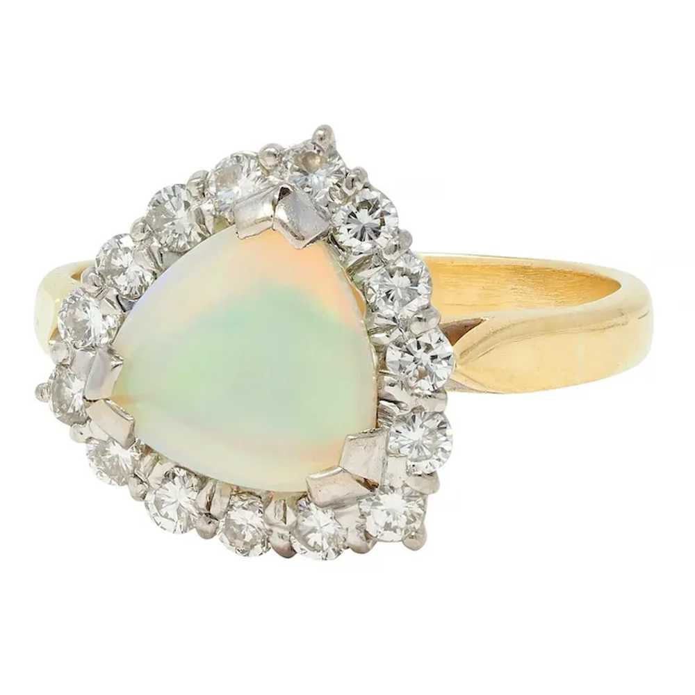 1980s Opal Diamond 18 Karat Yellow White Gold Tri… - image 8