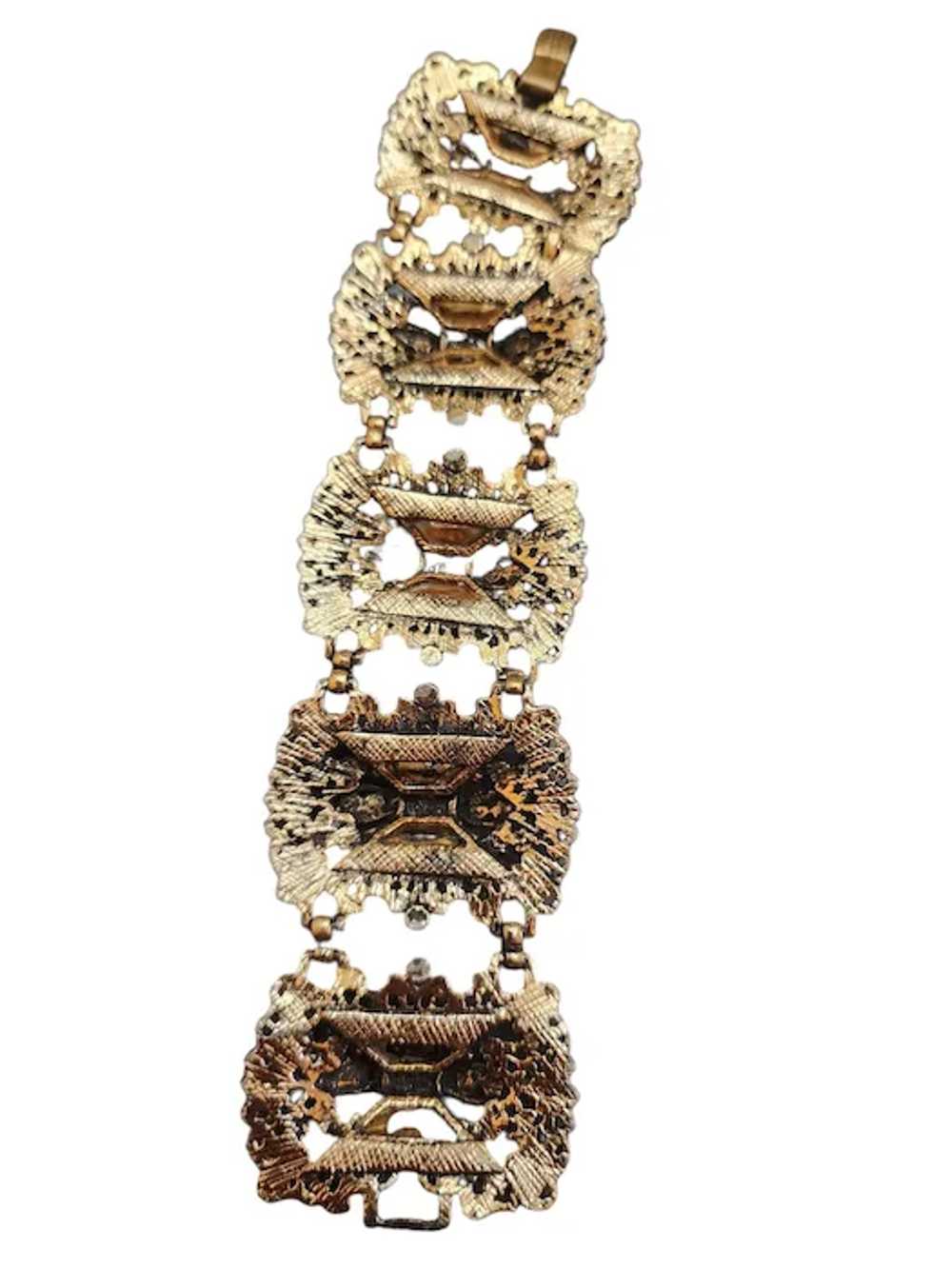 Vintage Unique Rhinestone Wide Panel Bracelet (A3… - image 6