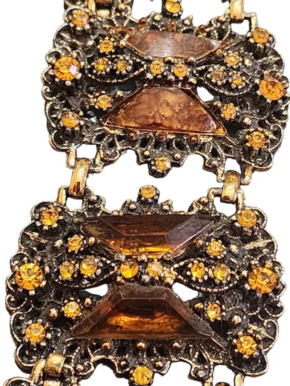 Vintage Unique Rhinestone Wide Panel Bracelet (A3… - image 7