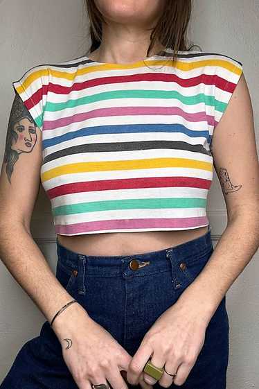 Vintage 1980s Candy Stripe Cropped Tee