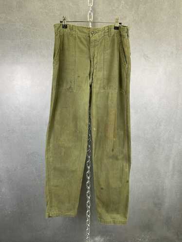 Vintage Sateen Baker Pants Military US Army Vietnam War 60s 70s OG-107  32x30