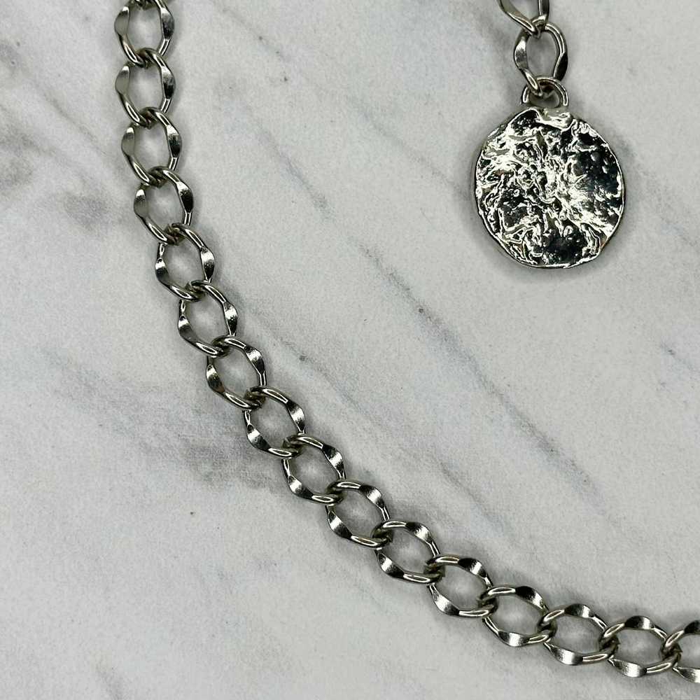 Chicos Chico's Hammered Metal Silver Tone Chain L… - image 11