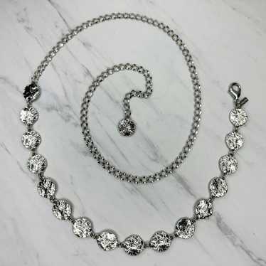 Chicos Chico's Hammered Metal Silver Tone Chain L… - image 1