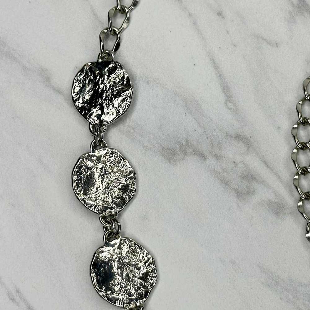 Chicos Chico's Hammered Metal Silver Tone Chain L… - image 6