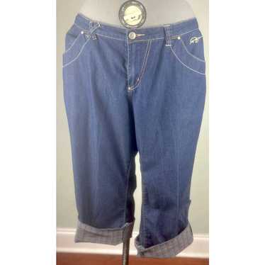 Fubu Vintage 90s Fubu Roll Cuff Baggy Capri Jeans… - image 1