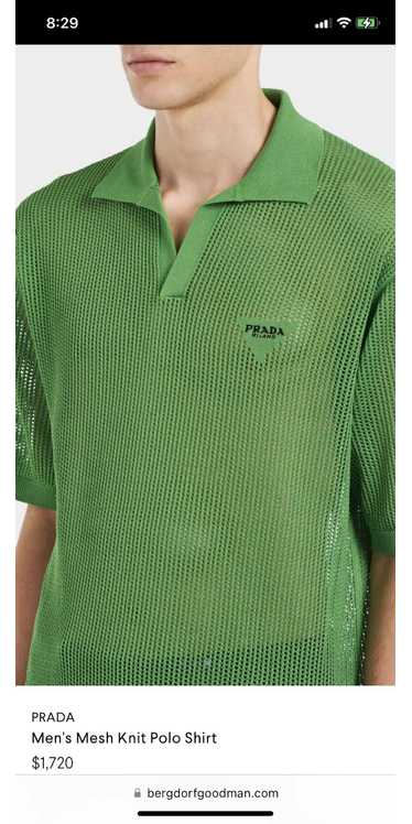 Prada Prada Mesh Knit Polo Collared Shirt Mens Gre