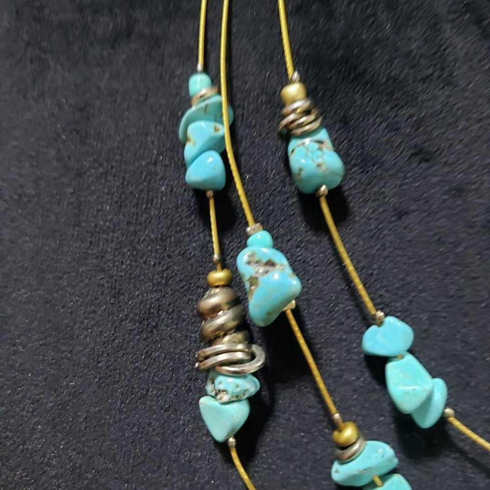 Other Triple Layer Beaded Blue Turquoise Stone Ch… - image 5