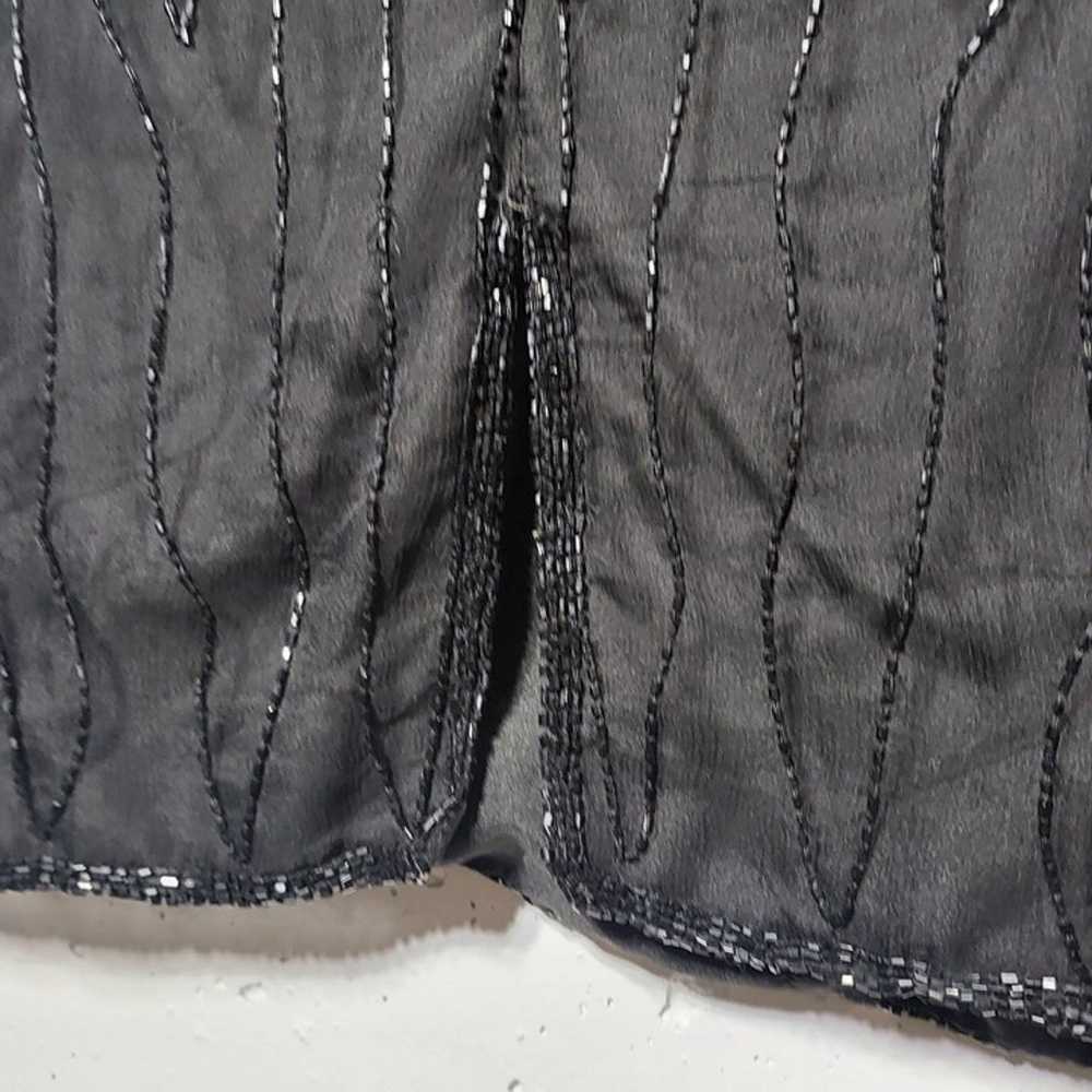 Vintage JMD Womens Black Beaded Short Sleeve Silk… - image 9