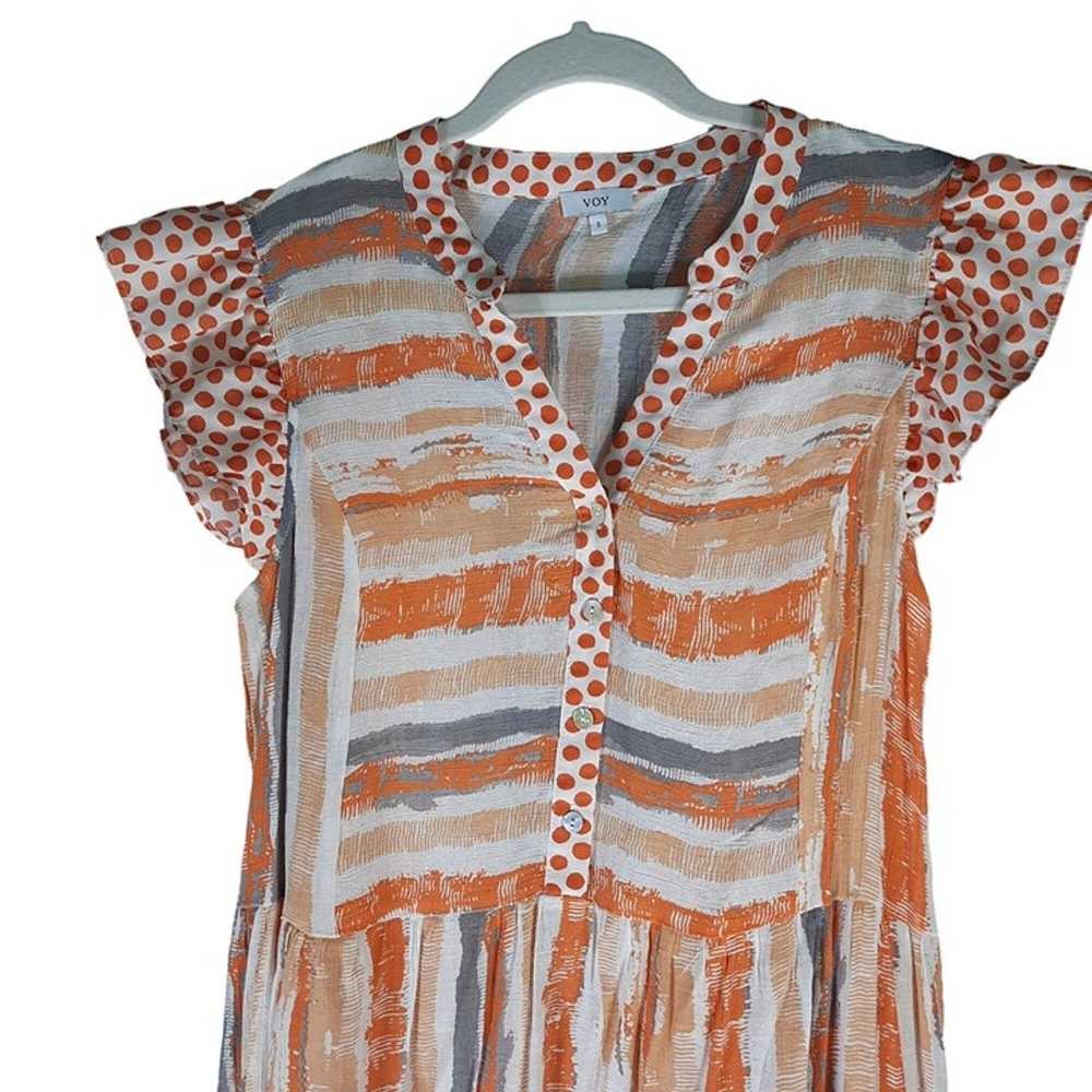 Voy Orange Mixed Print Short Sleeve Dress - image 5