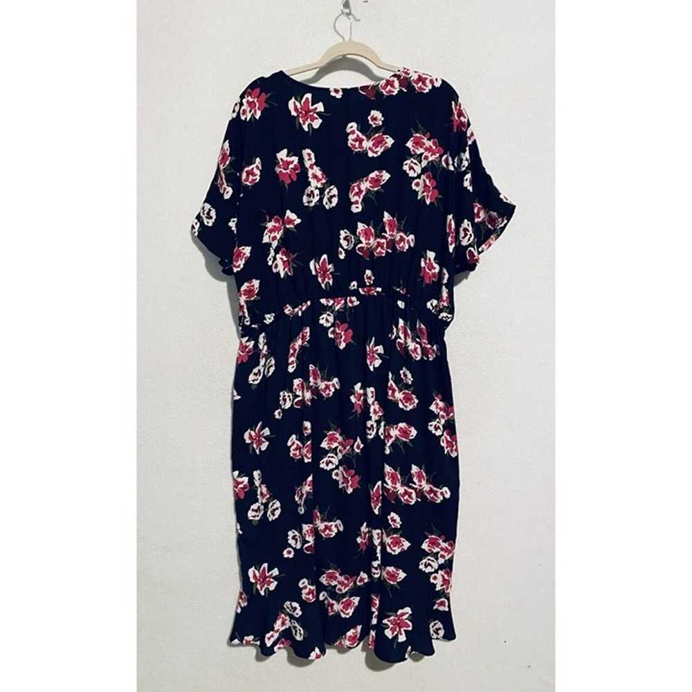 J Crew Dress Womens 2X Navy Blue Floral Faux Wrap… - image 5