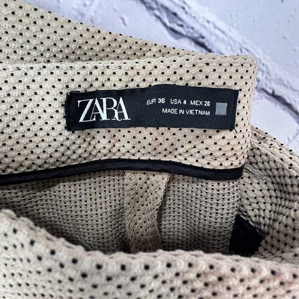 Zara Textured Dot Skinny Ankle Trousers (tan w/bl… - image 4