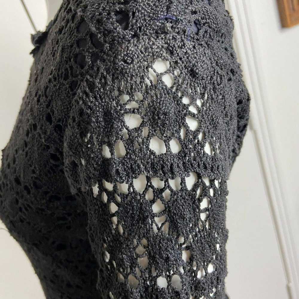 Vintage 60s 70s Black Crochet Lace Mini Shift Dre… - image 10