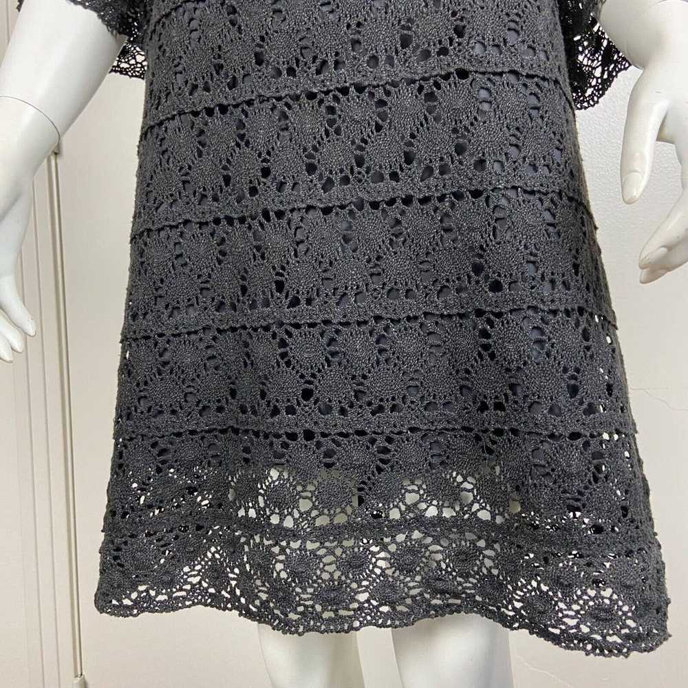 Vintage 60s 70s Black Crochet Lace Mini Shift Dre… - image 5