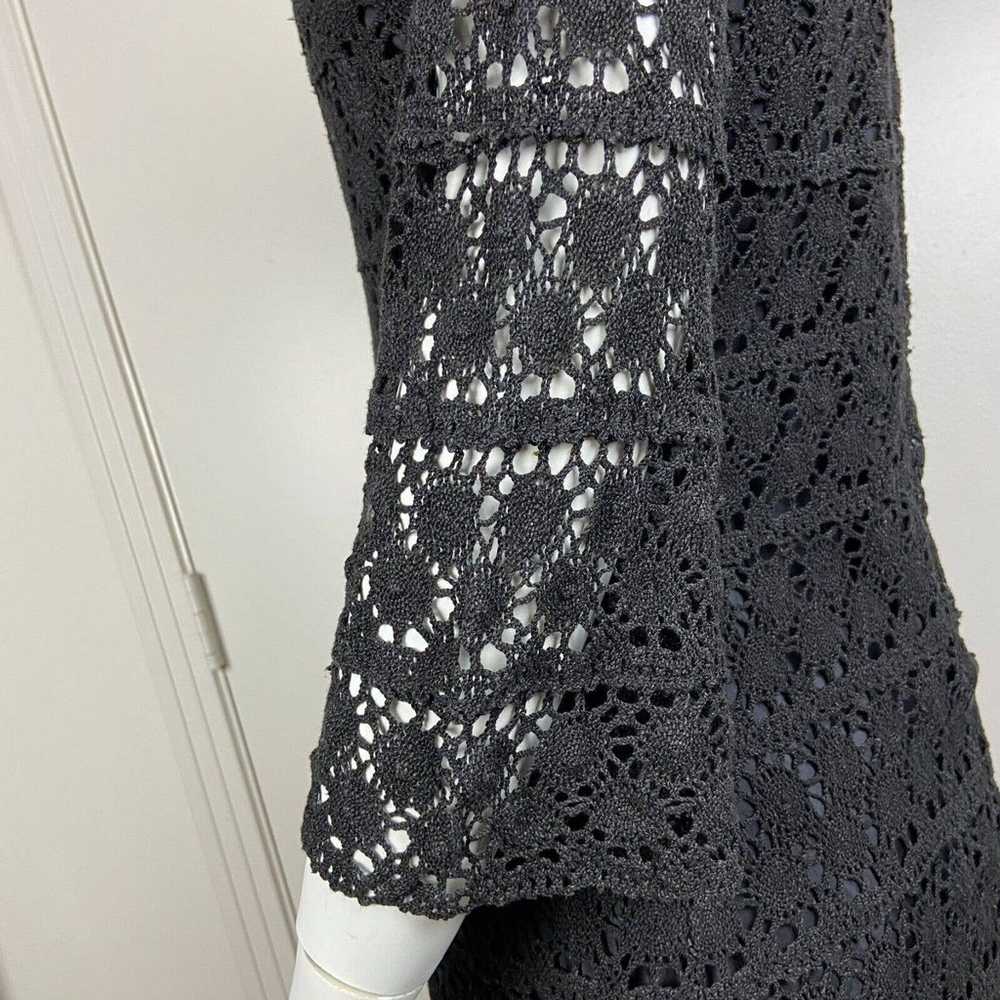 Vintage 60s 70s Black Crochet Lace Mini Shift Dre… - image 9
