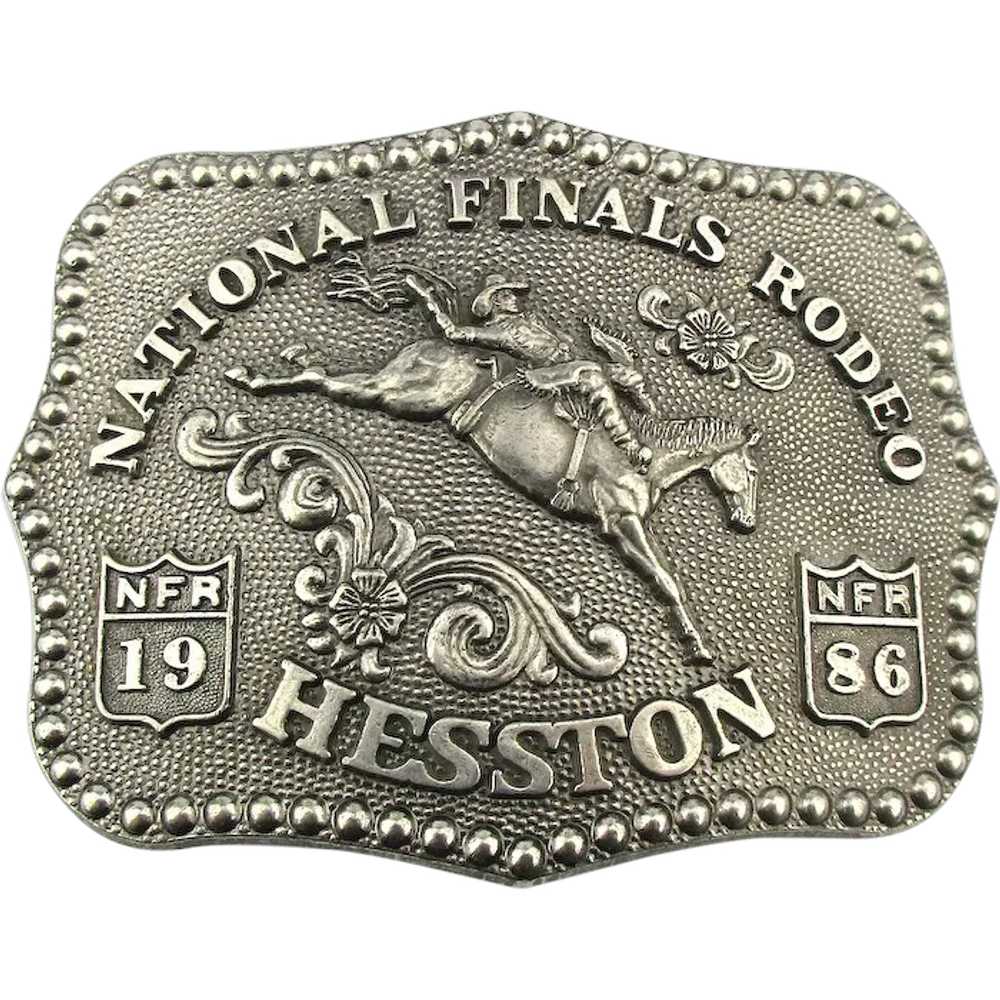 1986 National Finals Rodeo Belt Buckle - Fred Fel… - image 1