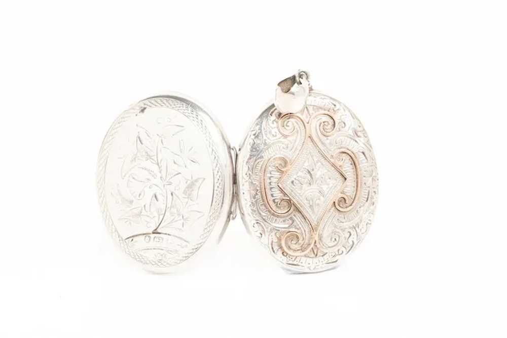 Victorian Sterling Silver And 9ct Gold Floral Loc… - image 7