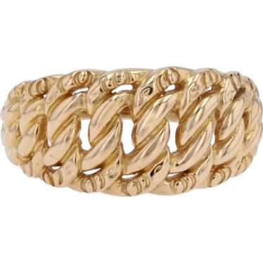 French 1960s 18 Karat Yellow Gold Curb Chain Ring - image 1